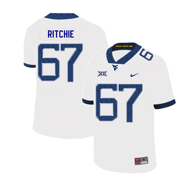 NCAA Men's Josh Ritchie West Virginia Mountaineers White #67 Nike Stitched Football College 2019 Authentic Jersey UK23X35YI